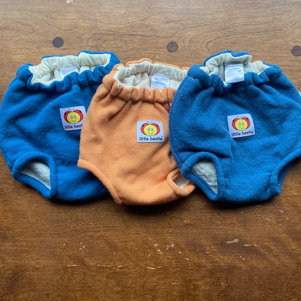 Organic pull on interlock merino wool diaper covers set of 4